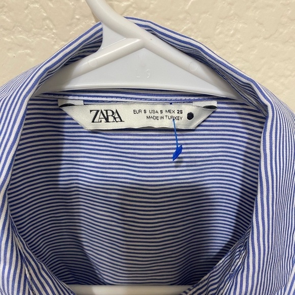 Zara button up striped floral statement long sleeve professional career office S - Picture 4 of 9